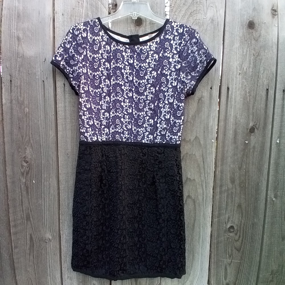Uttam Boutique Dress Womens Size 6/8 Blue Black Lace Bodycon Zip Closure